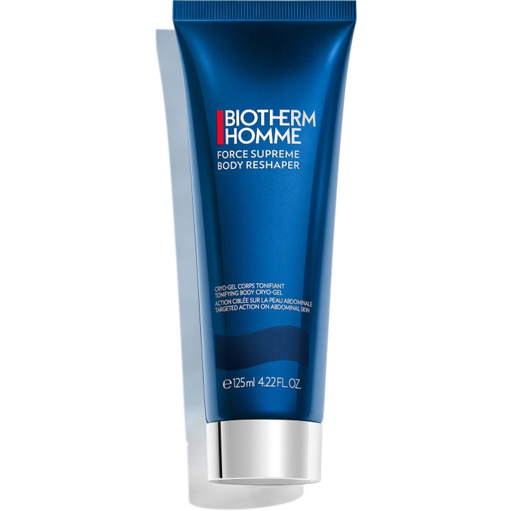 Biotherm Homme Force Supreme Body Reshaper 125 ml uppstramande kräm för magen i en blå tub med silverkork