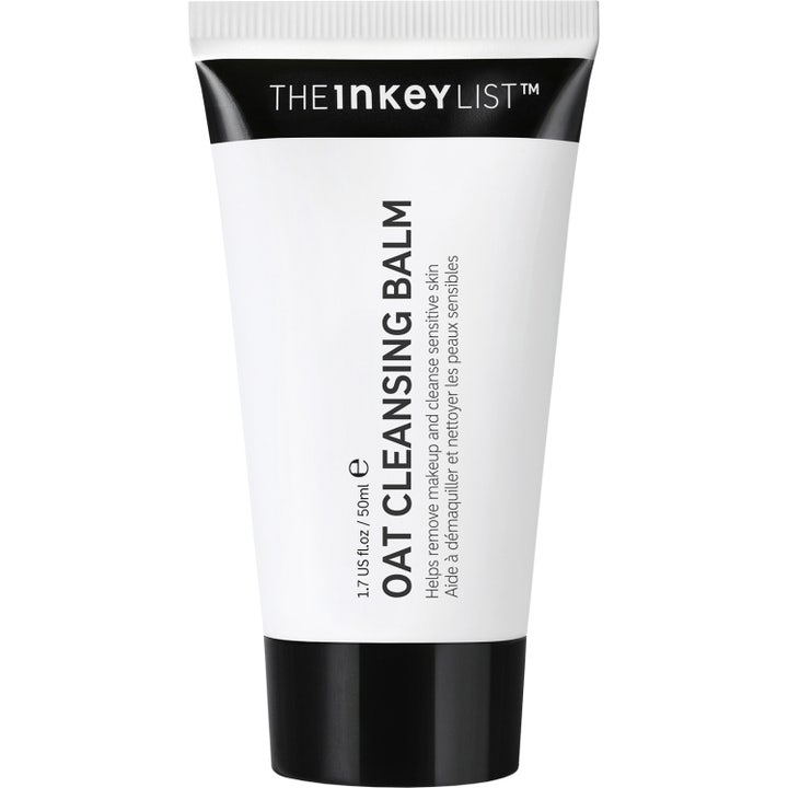 The Inkey List Oat Cleansing Balm 50 ml lugnande ansiktsrengöring som tar bort smink i vit tub med svart lock