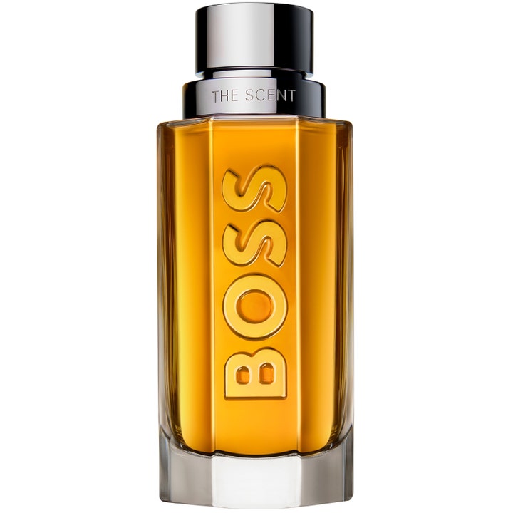 Hugo Boss The Scent 100 ml kryddig herrparfym i elegant glasflaska med bärnstensfärgad vätska och silverkork
