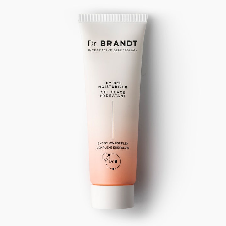 Dr Brandt Icy Gel Moisturizer återfuktande Dr Brandt kylande gel i vit och persikofärgad tub med vitt skruvlock
