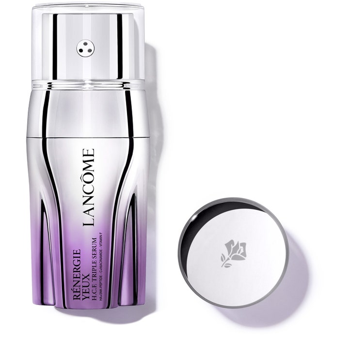 Lancôme Rénergie Yeux H.C.F. Triple Serum anti-aging ögonserum i silvrig och lila pumpflaska med genomskinligt lock