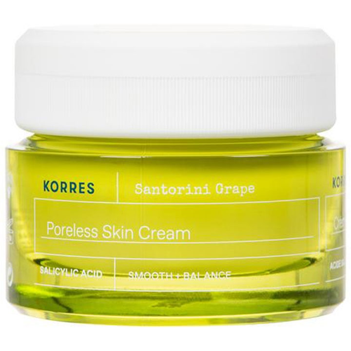 Korres Santorini Grape 40 ml santorini druvkräm med naturlig salicylsyra hudvård i grön glasburk med vitt lock