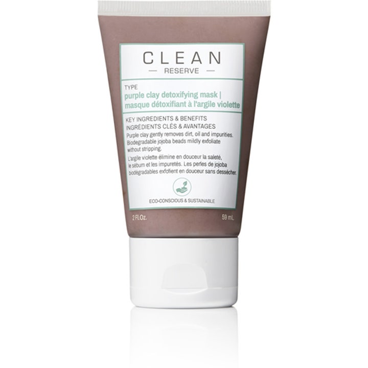 Clean Reserve Purple Clay Detoxifying Mask 59 ml clean beauty detoxmask med lila lera i en brun tub med vitt lock.