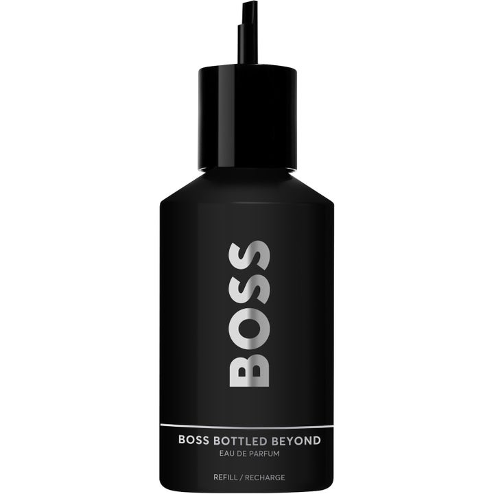 Hugo Boss Bottled Beyond EdP 200 ml refill för herr i matt svart flaska med silvrig logotyp och munstycke