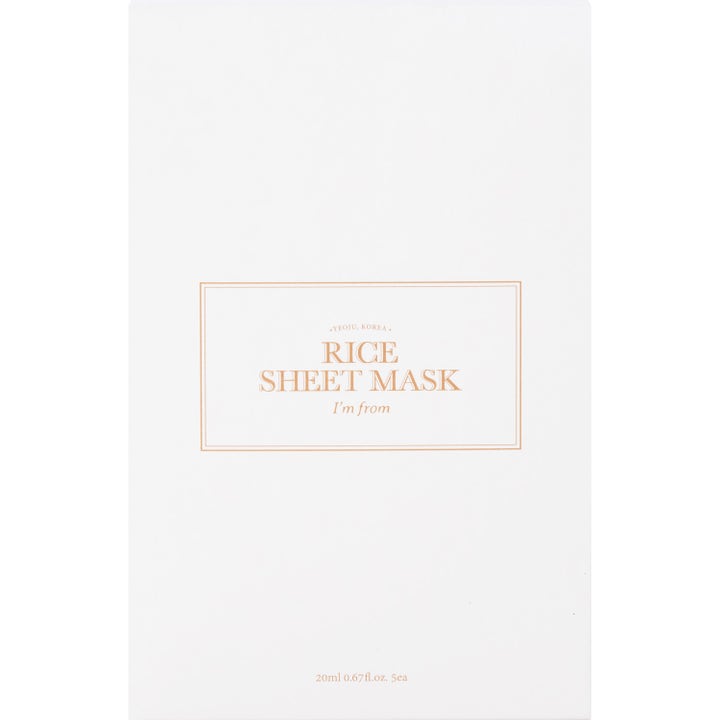 I'm from Rice Sheet Mask 5-pack lystergivande ansiktsmask i en vit stilren ytterförpackning