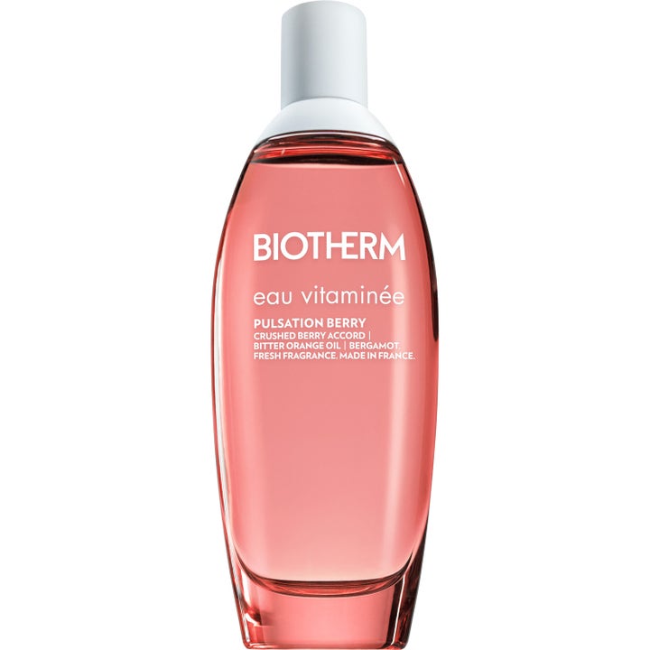 Biotherm Eau Berry 100ml eau vitaminee berry parfym i en oval glasflaska med rosa vätska och vitt lock
