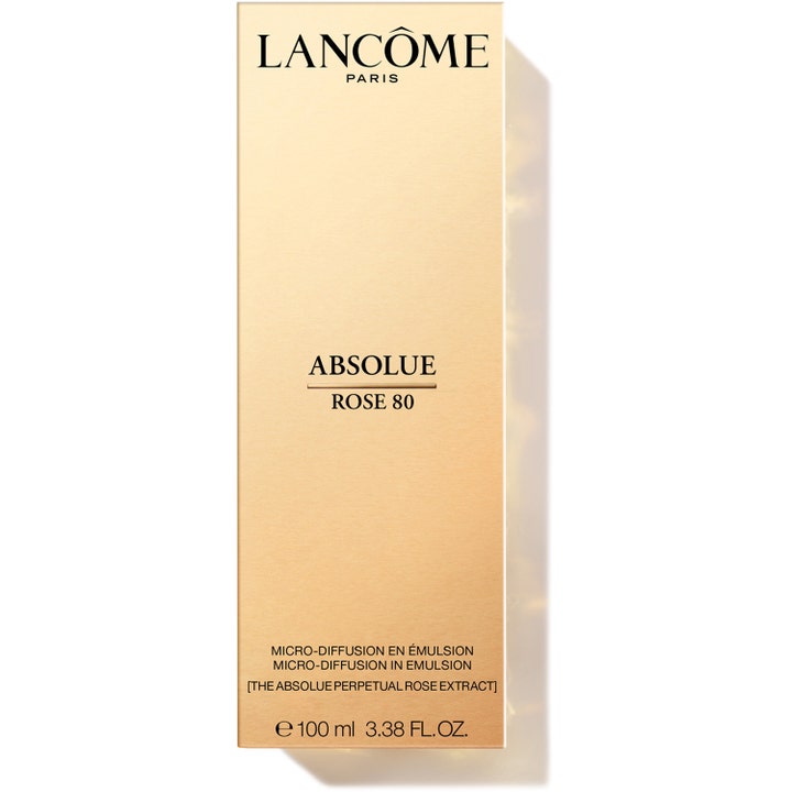 Lancôme Absolue Rose Emulsion 100 ml fuktgivande essence för rosvård i elegant guldfärgad ytterförpackning