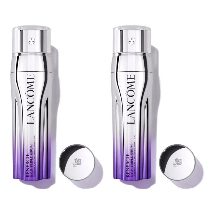 Lancôme Rénergie H.C.F. Triple Serum duo anti aging duo serum med hyaluronsyra i silverfärgade pumpflaskor