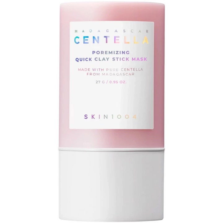 Skin1004 Madagascar Centella Poremizing Quick Clay Stick Mask 27 g lermask i rosa hylsa som rengör porer med centella