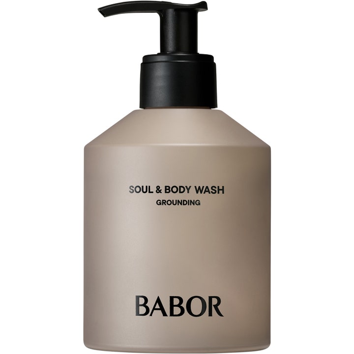 Babor Soul & Body Wash Grounding 200 ml lugnande återfuktande duschkräm i beige flaska med svart pump