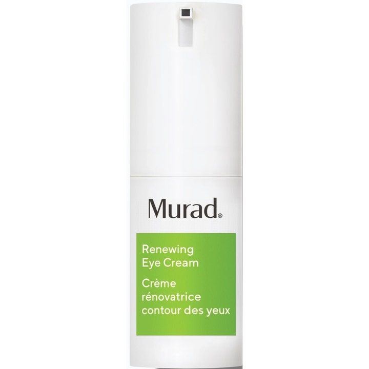 Murad Renewing Eye Cream 15 ml lyxig uppstramande ögonkräm i vit pumpflaska med grön etikett.