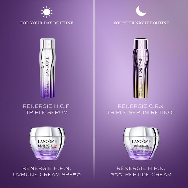 Lancôme Rénergie H.P.N. UVMUNE Cream SPF50 50 ml anti ageing dagkräm spf50 visas i en dag- och nattvårdsrutin.