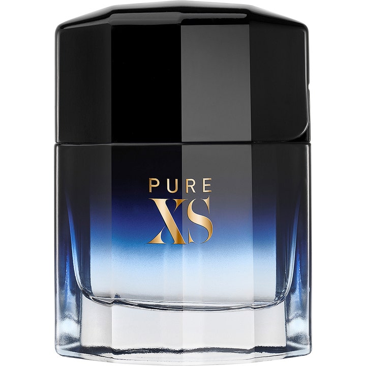 Paco Rabanne Pure XS Eau de Toilette 100 ml herrparfym i blåtonad glasflaska med svart lock och text i guld