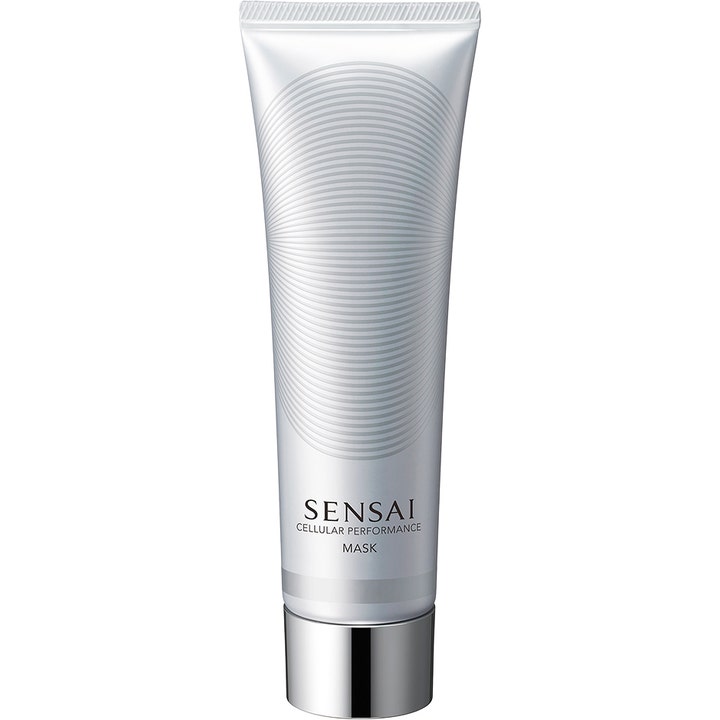 Sensai Cellular Performance Mask 100ml anti-age återfuktande ansiktsmask i en silverskimrande tub med silverlock