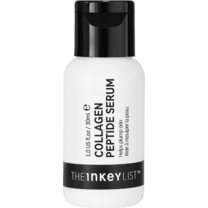 The INKEY List Collagen Peptide Serum 30ml plumpande ansiktsserum i vit plastflaska med svart snäpplock