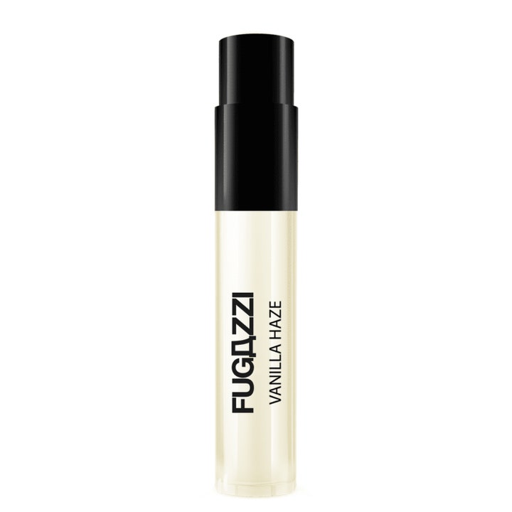 Fugazzi Vanilla Haze 8 ml vaniljparfym i smal genomskinlig glasflaska med svart spraykork och text