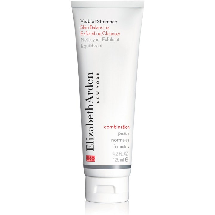 Elizabeth Arden Visible Difference 125 ml ansiktsrengöring för kombinerad hud i en vit tub ger skonsam hudbalansering.