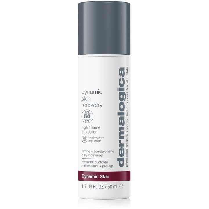 Dermalogica Dynamic Skin Recovery 50 ml anti age ansiktskräm för dagligt bruk med SPF 50 i vit flaska med grått lock.