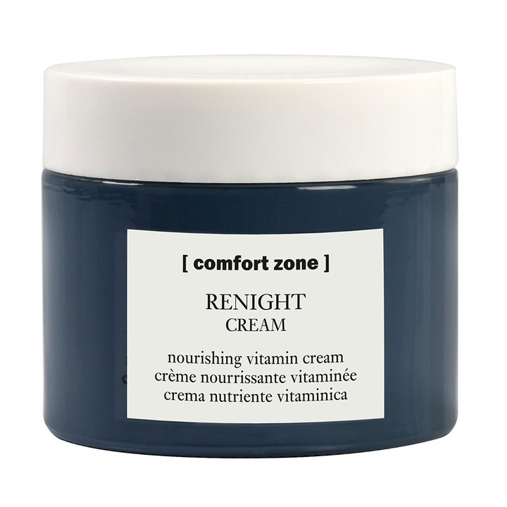 Comfort Zone Renight Cream 60 ml näringsgivande lyxig nattkräm i en mörkblå burk med vitt lock.