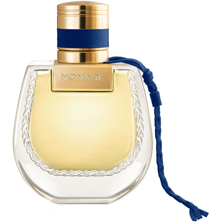 Chloé Nomade Nuit D'Egypte 50 ml långvarig eau de parfum dam i glasflaska med guldlock och blått flätat band