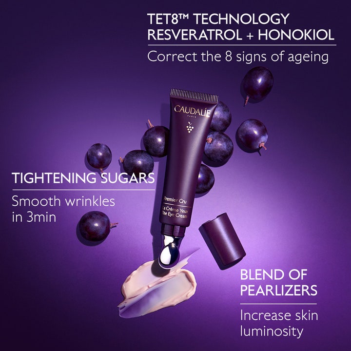 Caudalie Premier Cru The Eye Cream 15 ml anti-age ögonkräm Caudalie med metalltipp och lila vindruvor.