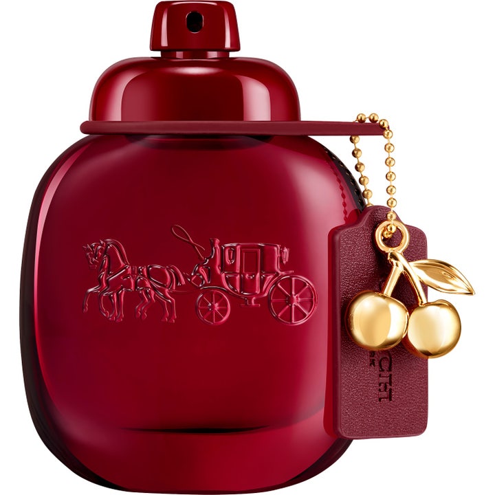COACH Cherry Parfum 50 ml parfym för dam i röd glasflaska med guldhänge format som körsbär