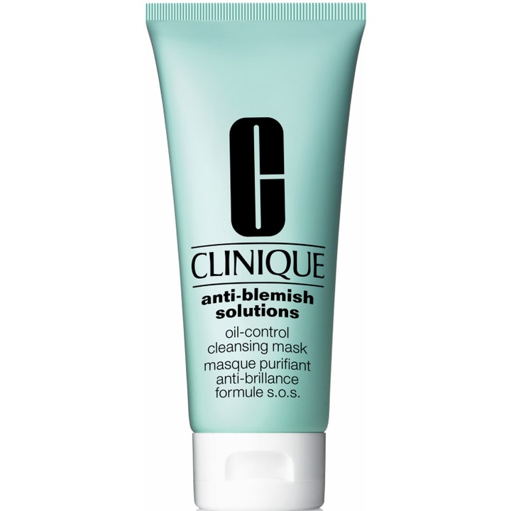 Clinique Anti-Blemish Solutions 100 ml aknebehandling rengörande mask i ljusblå tub med vitt lock.