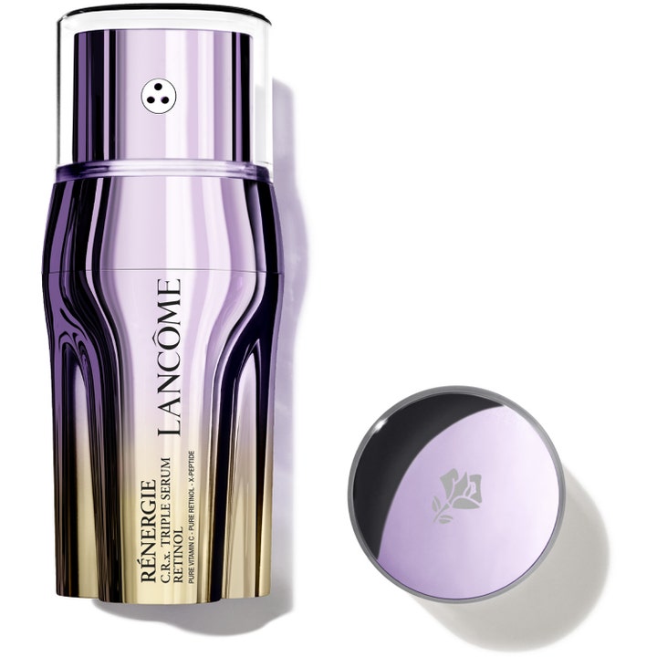 Lancôme Rénergie C.R.X. Triple Serum Retinol 50 ml föryngrande serum i lila och guldglänsande flaska med tre kammare