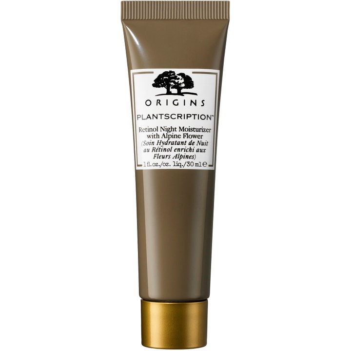 Origins Plantscription Retinol Night Moisturizer 30 ml antiaging retinol nattkräm i brun tub med guldkork
