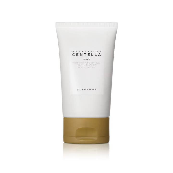 Skin1004 Madagascar Centella Cream 75 ml lugnande cica cream i vit tub med guldbrunt lock