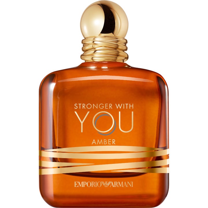 Emporio Armani Stronger With You Amber 100ml edp i bärnstensfärgad glasflaska med horisontella guldlinjer