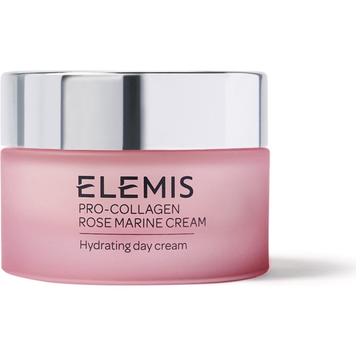 Elemis Pro-Collagen Rose Marine Cream 50 ml roskräm återfuktande i en rosa frostad glasburk med silverlock