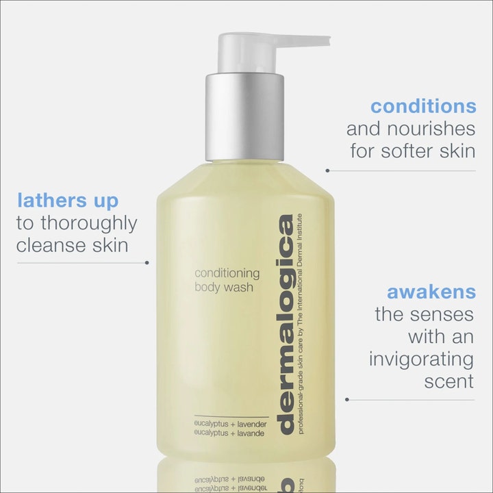 Dermalogica Conditioning Body Wash 295 ml är en vårdande duschtvål i pumpflaska som ger mjuk hy med eukalyptus.