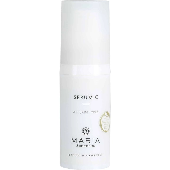 Maria Åkerberg Serum C 30 ml lystergivande antiaging ansiktsserum i en vit stilren pumpflaska med vit kork