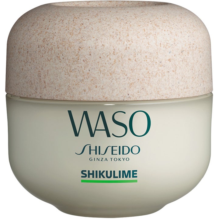 Shiseido Waso Shikulime 50 ml återfuktande fuktkräm ansikte för torr hud i en beige burk med spräckligt lock.