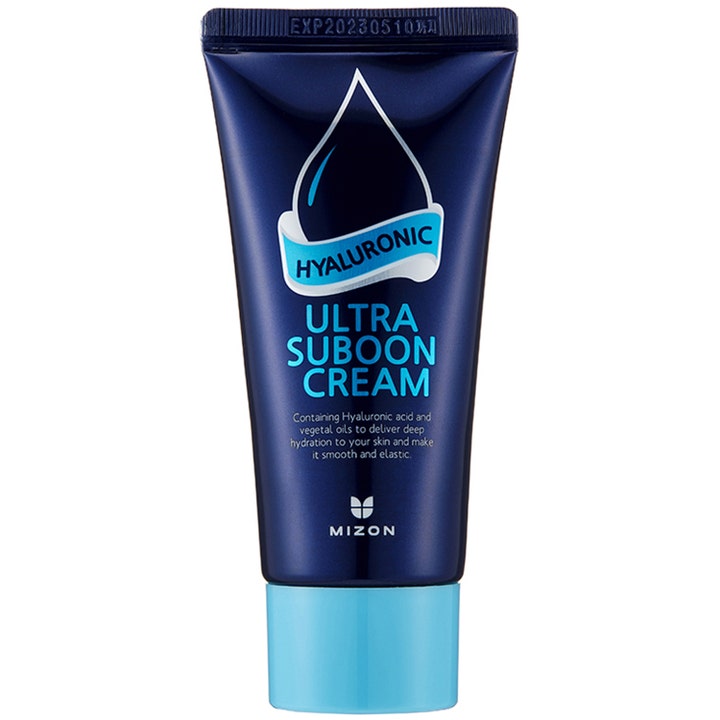 Mizon Hyaluronic Ultra Suboon Cream 45ml djup fuktgivande hyaluronsyra ansiktskräm i mörkblå tub med ljusblått lock