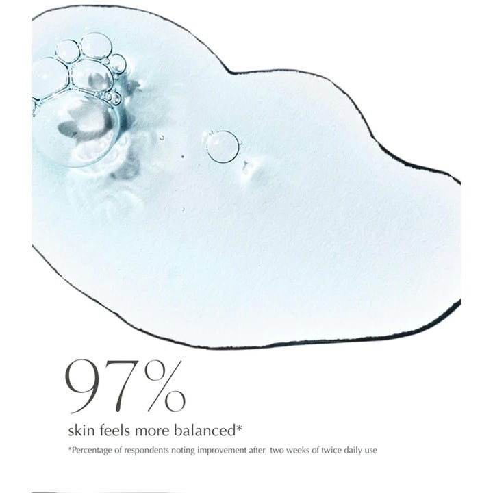Exuviance HydraPrep pH Balance Toner 200 ml ansiktsvatten för balanserad hud med ljusblå textur och texten 97%