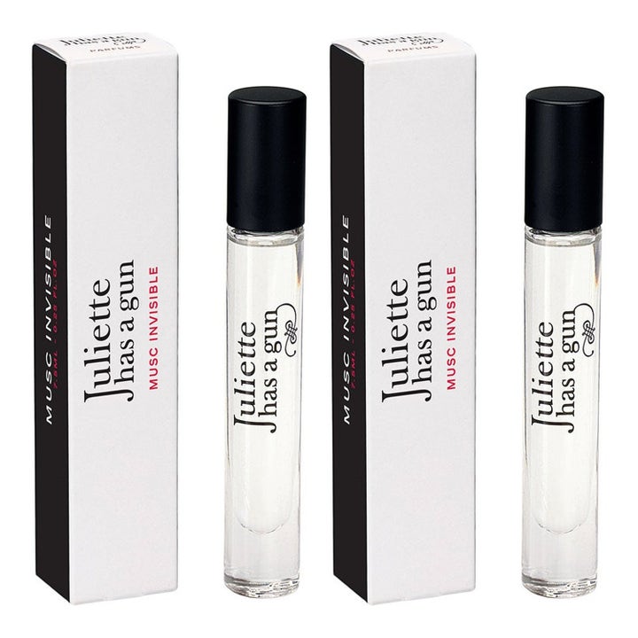 Juliette has a gun Musc Invisible 7.5ml mysk parfym dam i slimmad glasflaska med svart kork bredvid vit kartong