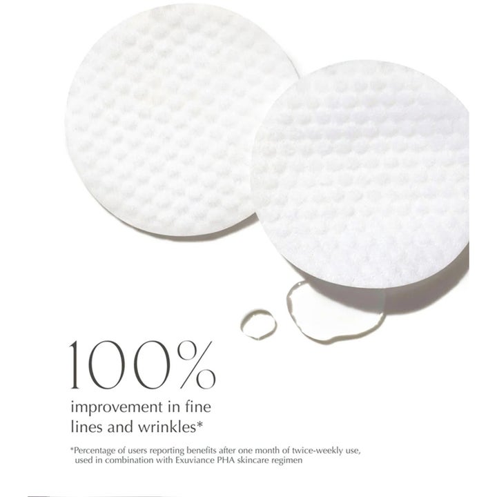 Exuviance Performance Peel AP 25 26 pads AHA peeling pads ger hudförnyelse med vita strukturerade rondeller och vätska