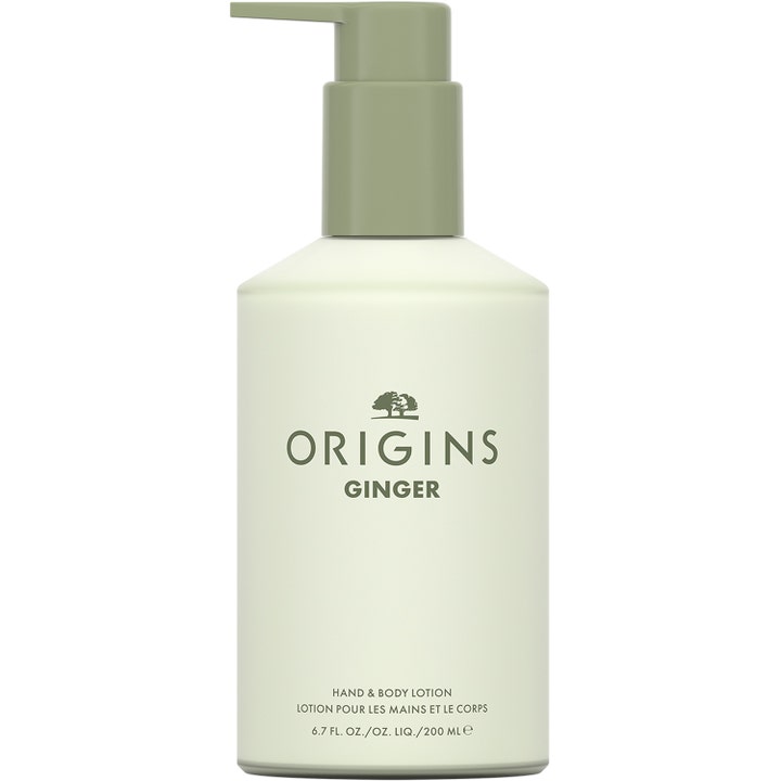 Origins Ginger Hand & Body Lotion 200 ml doftande ingefärslotion i en ljusgrön flaska med praktisk pump.