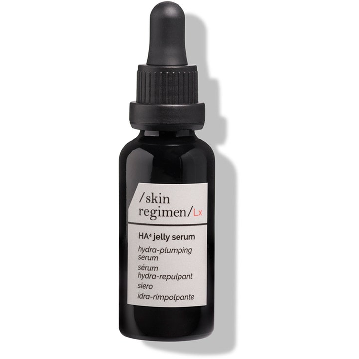 /skin regimen/Lx HA4 jelly serum fuktgivande jelly serum för ansiktsplumpning i en svart glasflaska med pipett