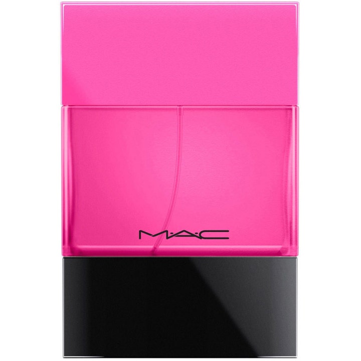 MAC Shadescents Candy Yum Yum 50 ml färgglad eau de parfum dam i en neonrosa glasflaska med svart bas