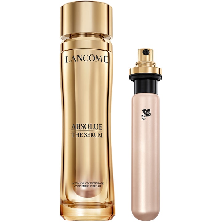 Lancôme Absolue The Serum 30 ml anti age lyxserum i guldfärgad glasflaska med tillhörande refill.