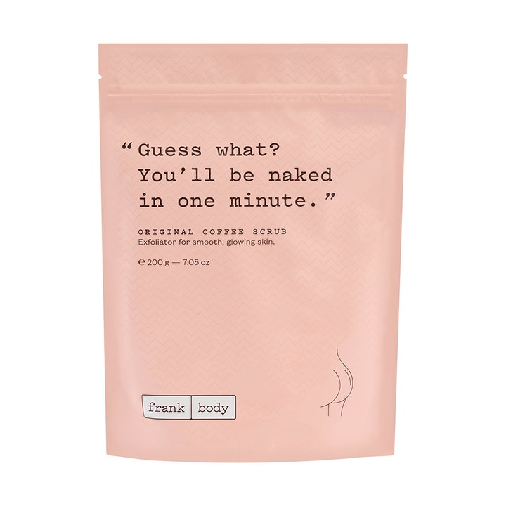 Frank Body Original Coffee Scrub 200 g exfolierande kaffeskrubb för glödande hud i en rosa återförslutningsbar påse