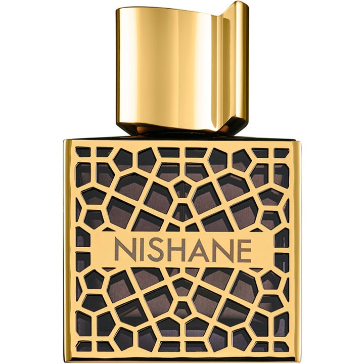 NISHANE Nefs Extrait de Parfum 50 ml exotisk unisex parfym i mörk glasflaska med guldfärgat nätmönster och guldlock