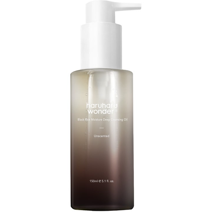 Haruharu Wonder Black Rice Moisture Deep Cleansing Oil 150 ml oparfymerad rengöringsolja i en bruntonad flaska med vit pump