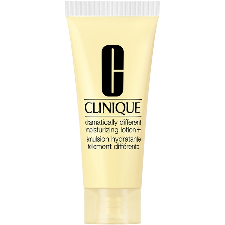 Clinique Dramatically Different Moisturizing Lotion+ återfuktande ansiktslotion i en ljusgul tub med svart text och kork