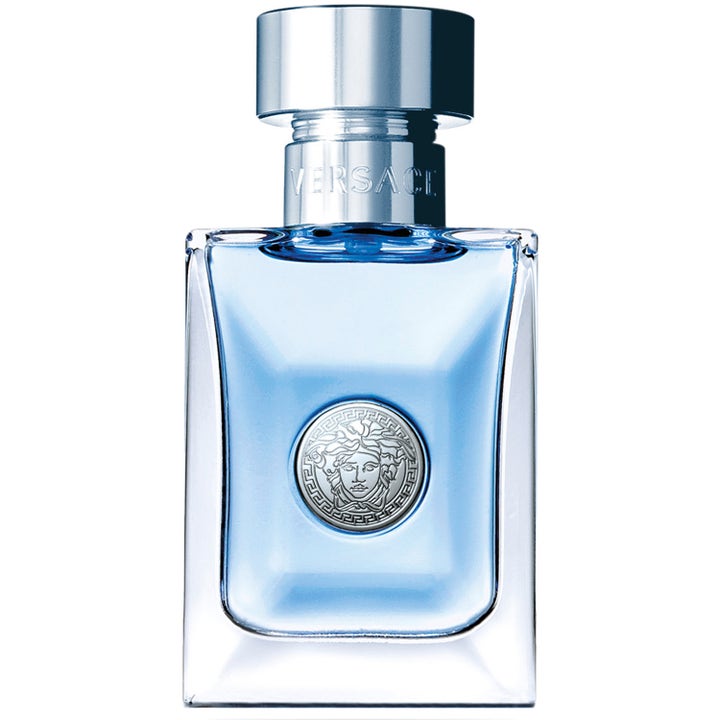 Versace Pour Homme Eau de Toilette 30 ml daglig herr parfym i rektangulär glasflaska med ljusblå vätska och silverkork