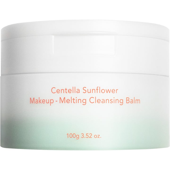 Haruharu Wonder Centella Sunflower sminklösande rengöringsbalm 100g i vit plastburk med grön botten.
