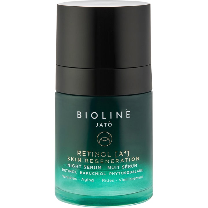 Bioline Jato Retinol [A4] Night Serum 30 ml anti-aging nattserum i mörkgrön glasflaska med svart lock